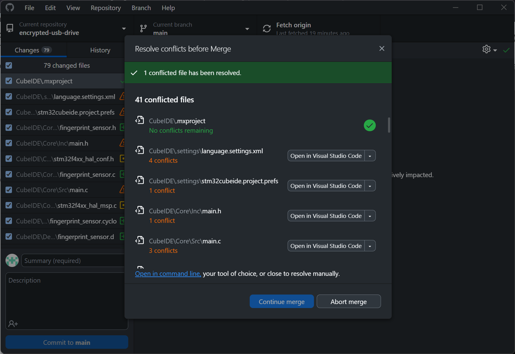 github desktop merge conflicts
